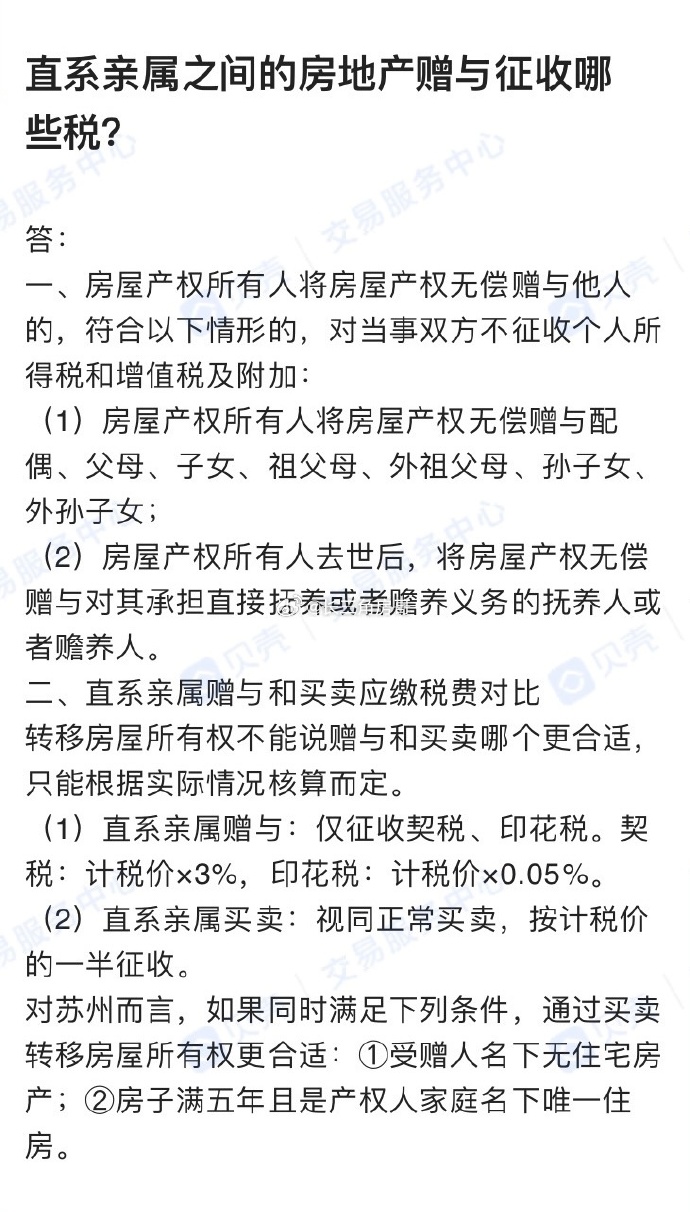 直系亲属房产赠与税费详解